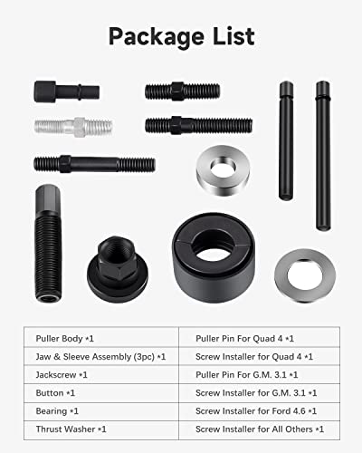 12 PCS Power Steering Pulley Puller Tool Pulley Remove and Install Tool Set Universal Fit for Water Pump, Vacuum Pump Pulleys and Most Engines with Storage Case