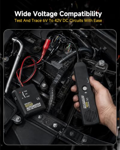 Automotive Circuit Tester Wire Tracer DC 6-42V, Circuit Breaker Finder with Flexible Probe, Open & Short Circuit Locator, Cable Tracker, Broken Wire Detector, Continuity Testers for Cars, Trucks, RVs