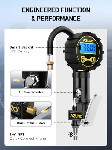 Presta Valve Adapter with Pressure Gauge, 200 PSI Bike Tire Inflator | 200 PSI Digital Gauge, Dual Presta & Schrader Chuck, Inflate, Check & Deflate, Brass Air Chuck, Air Compressor Compatible - size: Digital Upgraded