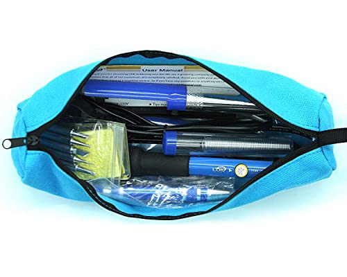 LDK Electric Soldering Iron Kit 60W Adjustable Temperature Welding Tools with 5pcs Different Tips, Desoldering Pump, Solder Wire, 8-in-1 Screwdrivers, Wire Cutter, Tweezers, Stand and Carry Bag - color: 60w 15-in-1