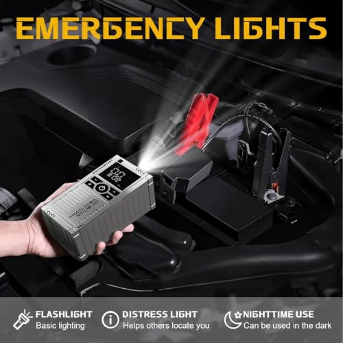 3000A Car Battery Jump Starter with Air Compressor - 150PSI Portable Car Jump Starters (Gas4.5L/3.5L Diesel) with Tire Inflator, 12V Car Battery Jump Box with Jumper Cables, LCD Display - style: 750A