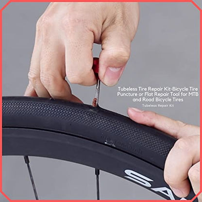 PAX 12 Pcs Tubeless Bike Tire Repair Kit, Includes Storage Canister, Plugger Tool, Plugs-5 Bacon, and 5 Black Strips. Fix a Puncture or Flat, Fast for MTB、Gravel Bike Tires and Road Bicycle Tires - color: Dark Gray