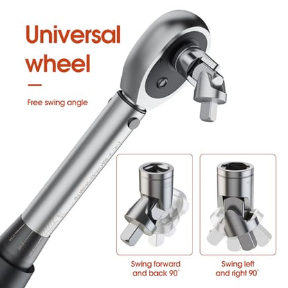 17 Piece Small Torque Wrench Set (5-30nm), 1/4" Drive Click, 72 Teeth Bidirectional Torque Wrench, ±3% Accuracy，Professional Tool Set for Bicycles and Motorcycles
