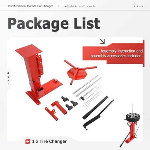 ECOTRIC Multifunctional Manual Tire Changer for 4" to 16.5" Tires | Adjustable Mount Demount Tool Suitable for Motorcycles, ATVs, Trucks, Go-Karts, Trailers, Bikes Steel