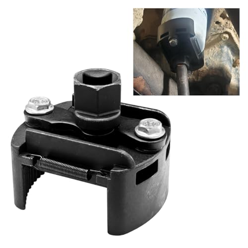 Adjustable Oil Filter Wrench Removal Tool, 60-80 mm (2.36-3.15 inch) Heavy Duty Oil Filter Tool with 2 Serrated Jaws, 1/2" Drive Cap Style Oil Filter Socket Wrench, Oil Filter Remover Tool (60-80 mm)