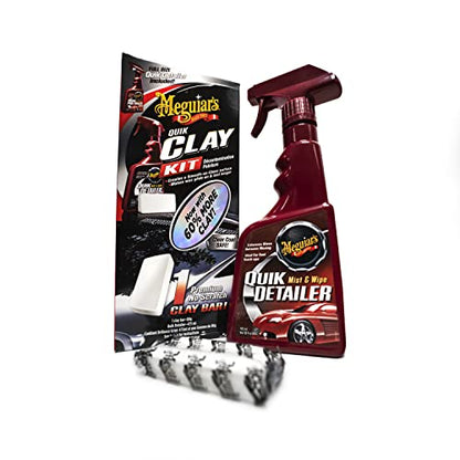 Meguiar's G1116EU Quik Clay Bar Starter Kit With 80g Of Clay And 473ml Detailer To Safely Remove Surface Bonded Contaminants Such As Tar, Tree Sap, Overspray And Industrial Fallout - size: 8 Fl Oz (Pack of 2)