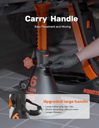 Jack Stands, 6 Ton (12,000 lbs) Heavy Duty Car Jack Stands with Integrated Steel Base and Double Locking, 15-5/16 to 23-7/8 inch Adjustable Height, for SUV, Truck, and Car, 1 Pair - size: 6 Ton | Standard