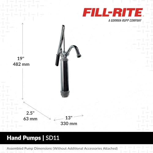 Fill-Rite SD11 Lever Hand Pump – 11 oz per Stroke Manual Fuel & Fluid Transfer Pump with Pail Spout and Telescoping Suction Pipe - style: Lever Pump
