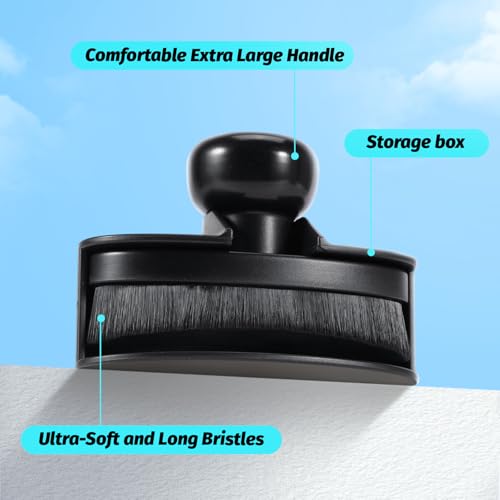 Yoseng Tire Shine Brush - Curved Brush Head & Large 3.8'' Tire Dressing Applicator with Storage Stand for Automotive Detailing, Car Enthusiasts, DIY Users (Vegan, Washable, Black) - color: Black