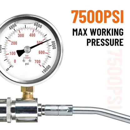 Grease Control Handle Valve for Grease Pump | 18" Flexible Spout with 4 Jaws Coupler, 1/4" NPT(f) Inlet Thread, 7500 PSI Max Working Pressure, 360 Degree Z Swivel Design