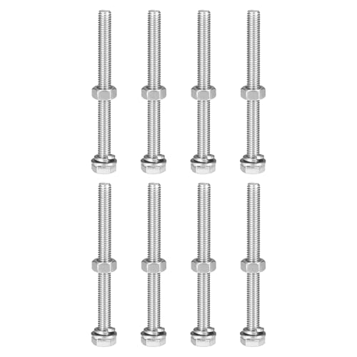 uxcell M6 x 70mm Hex Head Screws Bolts, Nuts, Flat & Lock Washers Kits, 304 Stainless Steel Fully Thread Hexagon Bolts 8 Sets - size: M6 x 70mm