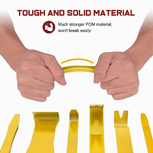 Nilight 8PCS Auto Trim Removal Tool Kit No-Scratch Removal Tool Kit for Car Audio Dash Panel Window Molding Fastener Remover Tool Kit-Yellow - color: Yellow, size: 8Pcs