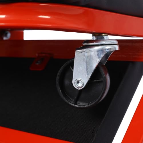 Mechanic Creeper, Garage Gift, 36" Z Creeper Seat, 2 in 1 Mechanic Gifts, 300 lbs Capacity, Low Profile Creeper with 6 pcs Wheels in Garage/Shop for Fathers Day Tool Gift (Red) - color: Red