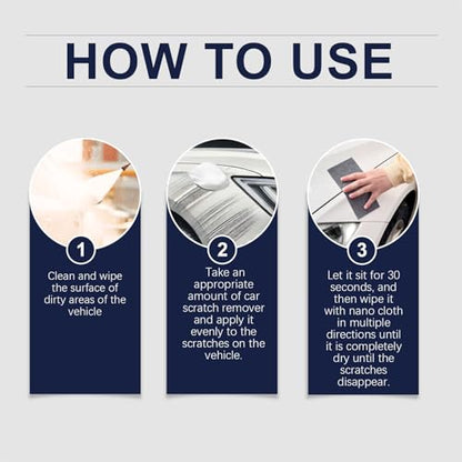 Nano Sparkle Cloth Car Scratch Remover - 2025 Upgrade Scratch Remover for Vehicles, Magic Wipes Cleaning Cloth Car Scratches Repair Paste, Scuff Repair Polishing Wax Kit for Deep Scratches