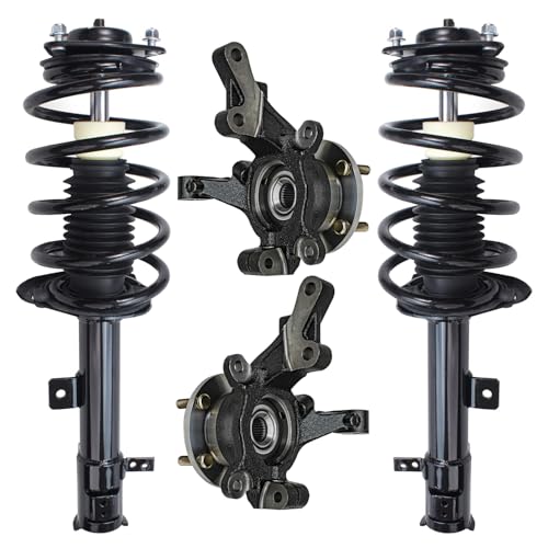 Detroit Axle - Front Steering Knuckles and Wheel Hub Bearings Struts w/Coil Spring Replacement for 2007-2012 Rear Drum Dodge Caliber - size: 4QU47790/ Big strut kit