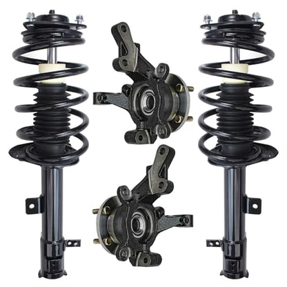 Detroit Axle - Front Steering Knuckles and Wheel Hub Bearings Struts w/Coil Spring Replacement for 2007-2012 Rear Drum Dodge Caliber - size: 4QU47790/ Big strut kit