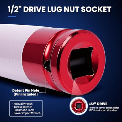 1/2" Drive 21mm Wheel Lug Nut Impact Socket,Color-Coded Non-Marring Deep Thin Wall Socket with Removable Protect Sleeve, 6 Point, Cr-Mo Steel - color: 21mm