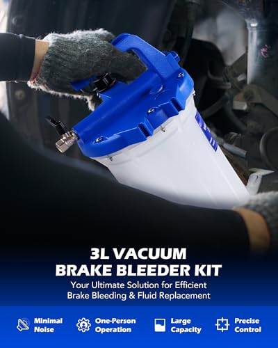 OMT 3L Vacuum Brake Bleeder Kit, 3.2 qt Pneumatic Brake Fluid Bleeder Kit | ABS Brake Fluid Extractor 1L Refilling Bottle 18 Adapters, One-Person Brake Bleed Fluid Pump Brake Bleeding Tools - size: 3L Standard Set