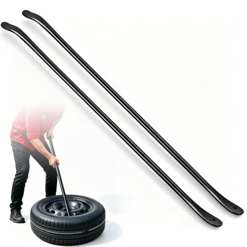 Tire Bars for Semi Tires, Heavy Duty tire Iron for tire Tools for Changing Tires, Tire Spoon Fit for Semi Trucks, Tractors, Buses & RVs, Tire Mounting Tools 39 Inch x 4/5 Inch, Black, 2 Pcs