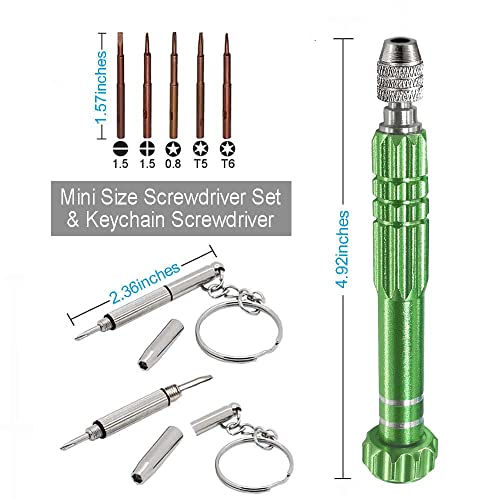 Esinam 8-in-1 Multifunctional Small Screwdriver for Eyeglass, Glasses Repair, Mini Screwdriver Kit for Cellphone, Eye Glasses, Electronics, Watch, Laptop and Jewelry (Green) - color: Green