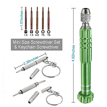 Esinam 8-in-1 Multifunctional Small Screwdriver for Eyeglass, Glasses Repair, Mini Screwdriver Kit for Cellphone, Eye Glasses, Electronics, Watch, Laptop and Jewelry (Green) - color: Green