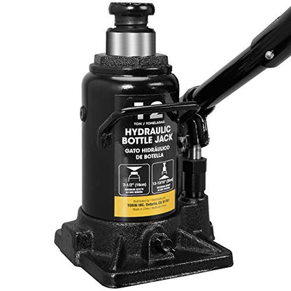 Torin 12 Ton (24,000 LBs) Hydraulic Car Bottle Jack for Auto Repair and House Lift, Black, AT91207AB