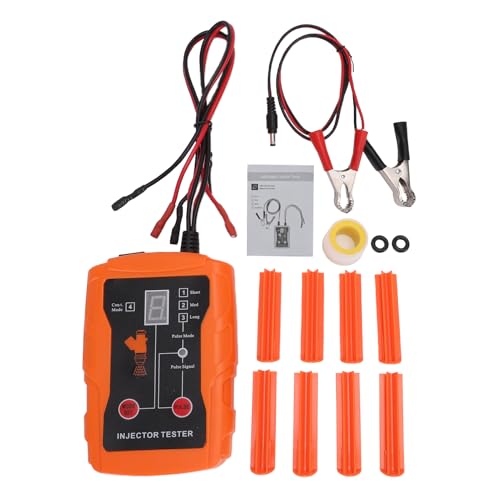 Zopsc Fuel Injector Tester, Automotive Cleaning Tool, 2 in 1 Diagnostic Kit with 8 Adapters and 8 Pulse Modes, Dual Channel Car Engine Tool for 2 Injectors, Test Injector Tool - color: Orange