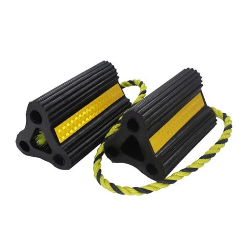 RV Wheel Chocks for Trailers Camper Trucks and Small Aircraft Wheel Chock 1Pair2Pack Wheel Chock Block with 3 Reflective Strips Versatile Heavy Duty Solid Rubber Wheel Immobilizers & Chocks - size: 6.21"1pair2pack