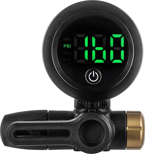 Topeak Shuttle Gauge Digital 2.0 – Precision Digital Tire Pressure Gauge for Presta & Schrader Valves, 160 psi / 11 bar, LED Display, Air Release Button, Compact CNC Construction (TSUTG-05) | bike-pumps