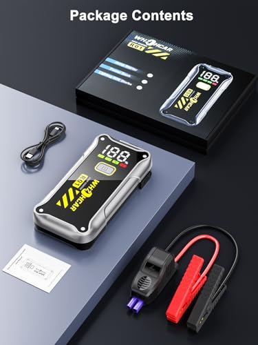 Car Jump Starter,12V 4000A Car Battery Jump Starter (9.0 Gas/7.5L Diesel) Fast Charging Portable Battery Pack with LCD Display Extended Jumper Cables LED Light - color: Black