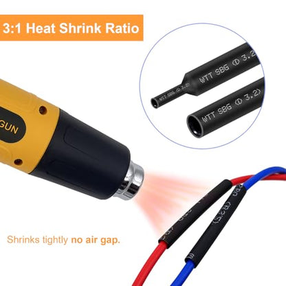 Heat Shrink Tubing Kit 355pcs - 3:1 Dual Wall Adhesive Lined - Electrical Waterproof Industrial Heat-Shrink Tubing Terminals- Marine Grade Wire Connector Shrink Wrap Tube - 3.15" Length - Black - size: 355pcs Black