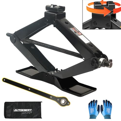 Scissor Car Lift Jack 2.5 Ton (5500Lbs) for Sedans, MPVs & SUVs, Compact Portable Cross Car Scissor Jack Kit 360 Degree Rotating Roadside Emergency Tool Tire Change with Ratchet Wrench Gloves (2.5T)