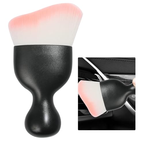 Ziciner Car Detailing Brush, Curved Soft Bristles Auto Removal Dust Collectors, Universal Vehicle Dashboard, Air Conditioner Vents etc Interior Cleaning Tool Accessory (White/Pink) - color: White/Pink, size: 1 PC