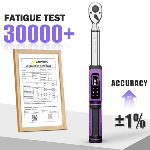 ANPUDS Digital Torque Wrench 3/8 Drive, 1.5-99.6 Ft-lb, ±1% Accuracy | Vibration/Buzzer/LED Alert, Dual Direction Ratchet, Electronic Torque Wrench for Bike, Motorcycle & Automotive Repair - size: 3/8" 1.50-99.56 Ft-lb/2.03-135 Nm(Digital)