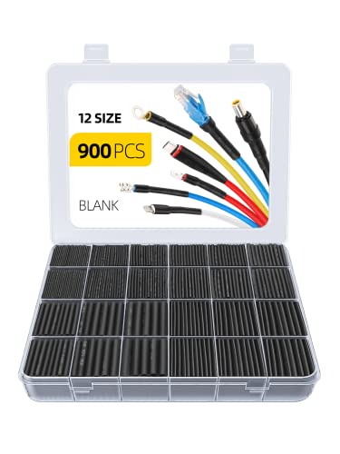 900PCS Wire Heat Shrink Tubing Kit, Industrial Heat-Shrink Tubing for Wires, 2:1 Marine Grade Heat Shrink Wrap, Premium Large Electrical Waterproof Heat Shrink Tape (Black 12 Sizes) - size: 2:1