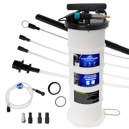 SIXIWANZI 6.5L Oil Extractor Pump, Pneumatic/Manual Fluid Extractor with Pipe Storage Units