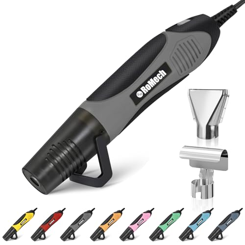 ROMECH 350W Heat Gun with 2 Nozzles, Dual Temp Heat Gun 400°F-660°F, Fast Heat Hot Air Gun with Overload Protection for DIY Craft Embossing Shrink Wrapping (Grey) - color: Grey