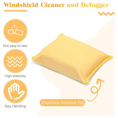 Newtay 8 Pcs Car Windshield Defogger Sponge Window Cleaner Tool for Car Windshield Mirrors Glass No Scratch Absorbent Defogger Chamois Sponge Bulk Auto Wash Cleaning Supplies