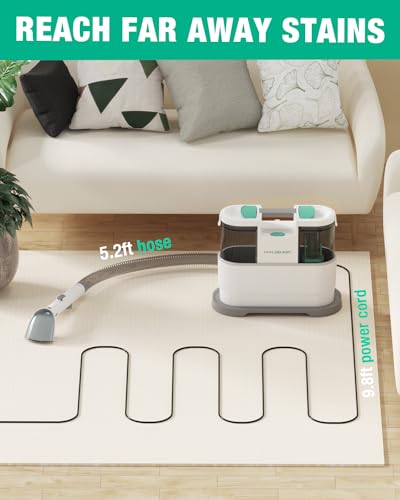 HAUSHOF Portable Carpet Spot and Upholstery Cleaner, 12Kpa Lightweight Deep Couch Cleaner Machine Powerful Suction for Pet Stains, Couch, Rug, Car Seats, Narrow Spaces, Spot & Stain Cleaner Included
