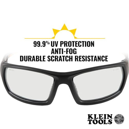 KLEIN TOOLS 60537 Safety Glasses, Professional PPE Protective Eyewear with Full Frame, Scratch Resistant and Anti-Fog, Indoor/Outdoor Lens - style: Indoor/Outdoor Lens