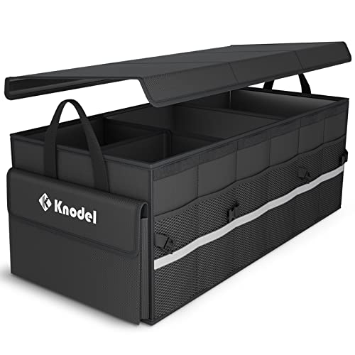 K KNODEL Trunk Organizer with Lid for Car, SUV, and Truck (Large, Black) | Collapsible Car Storage Organizer, Car Organizers and Storage for Sedan, Cargo Organizer, Car Bin, Basket,Bag, Organization - color: Black, size: Large-With Lid
