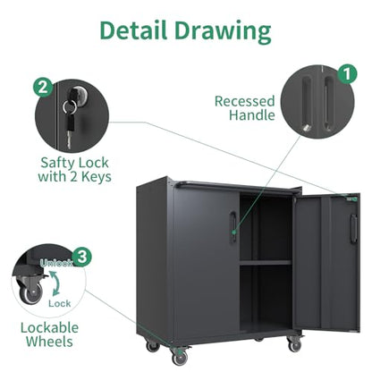 Metal Tool Cabinet,Garage Storage Cabinet System,Wall Cabinet & Locking Rolling Tool Cabinet with Doors and Adjustable Shelves,Steel Tool Cabinets for Home - color: Black