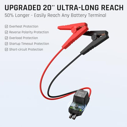 POPULO Car Jump Starter with Air Compressor, 12V 59.2Wh Portable Booster Pack Box with 150PSI Digital Tire Inflator, Extended Smart Clamps, 3000A 4-in-1 Auto Battery Starter (All Gas/12L Diesel)