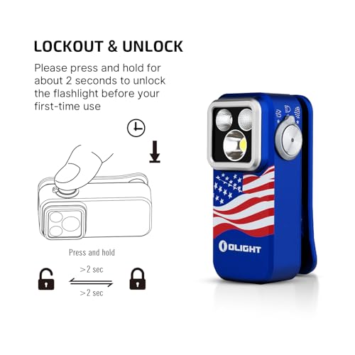 OLIGHT Oclip Pro S Pocket EDC Clip-on Flashlight, Stars Stripes | RGB, UV, 600 Lumens, USB-C Charging, Flash Modes, Magnetic Clip, Inspection, Signaling, Work, Outdoor Use - color: Stars & Stripes Edition