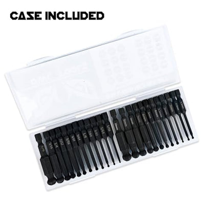 Ball End Hex Allen Wrench Drill Bit Set (24 Pack - Metric & SAE Sizes - Magnetic Tipped) - Hardened CR-MO Steel Hexagonal Bits - Perfect Replacement for Ball End Allen Wrenches & Hex Keys - style: Ball End Hex