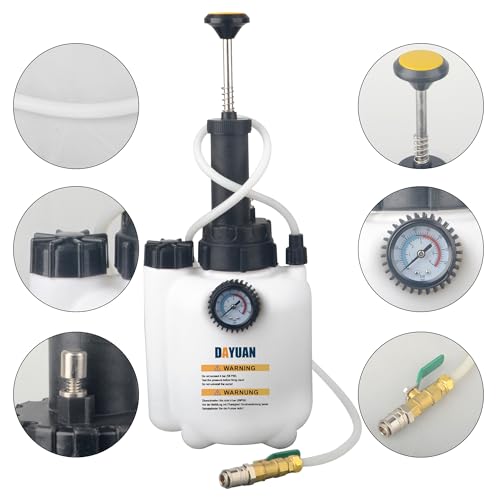 DAYUAN 3L Manual Transmission Fluid Transfer Pump Oil Filling Filler System | Dispenses & Extracts ATF Fluid, 0-85 PSI Gauge，8 Transmission Adapters，Compatible with Ford, BMW & More, 3L Fluid Pump