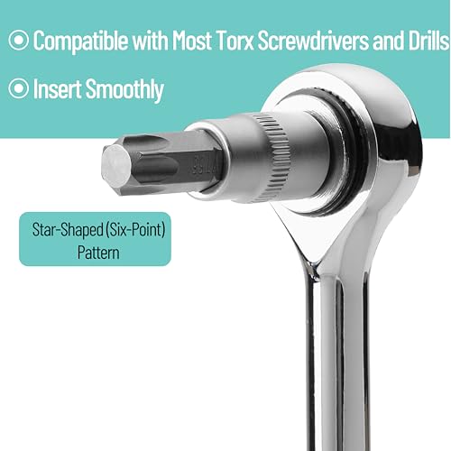Bates- Male & Female Torx Bit Socket Set, 34 Pack, 3/8" Drive, CR-V Steel, Torx Bits T10-T55, E Sockets E4-E20, Socket T10-T60