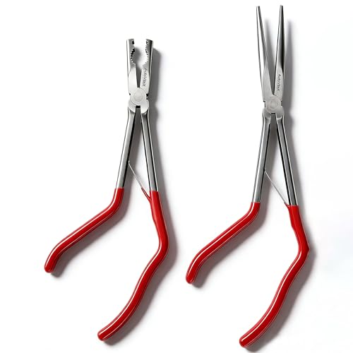 2-Piece Pistol Pliers Set, 11-Inch Long Nose And 10-Inch Long Handle Pistol Pliers, Can Be Used As Fishing Gear And To Hold Nuts And Fasteners, Easy To Work In Tight Spaces