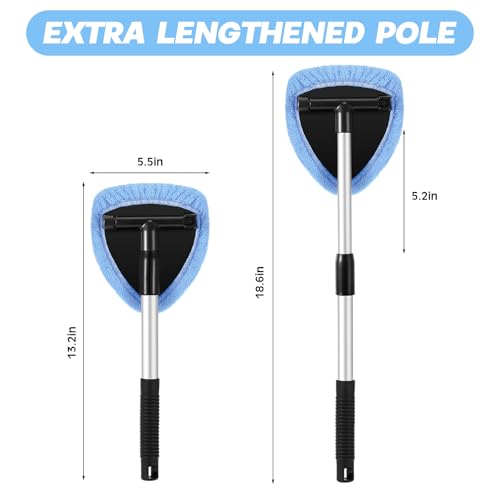 Potchen 8 Pcs Car Windshield Cleaner Tool Kit with Extendable Handle, Microfiber Towel Pads, Brush, Empty Spray Bottle for Auto Glass Wiper Suvs Rvs & Home Windows(Light Blue) - color: Light Blue