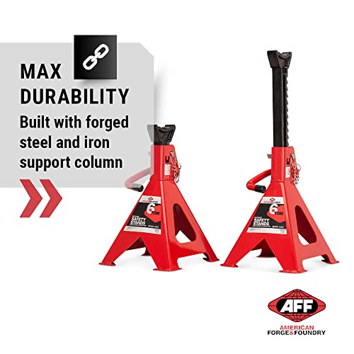 AFF 6 Ton Jack Stand Set - Heavy Duty Ratchet Style Jack Stands - Pair - size: 6 Ton